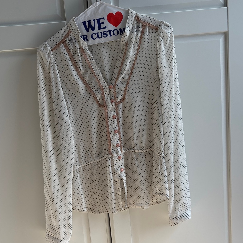 Love Squared White and Brown Polka Dot Blouse